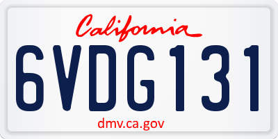 CA license plate 6VDG131