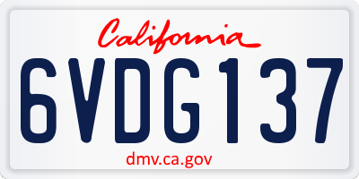 CA license plate 6VDG137