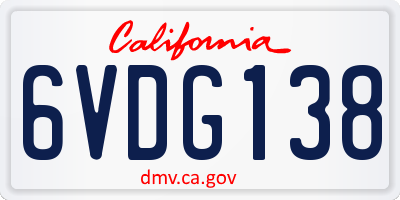CA license plate 6VDG138