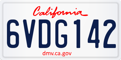 CA license plate 6VDG142