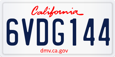 CA license plate 6VDG144