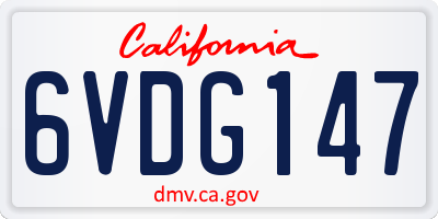 CA license plate 6VDG147