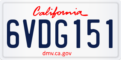 CA license plate 6VDG151