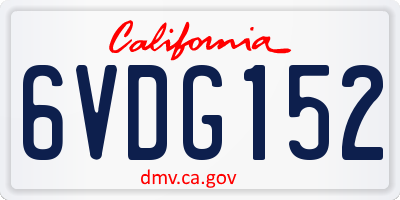 CA license plate 6VDG152