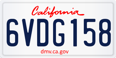CA license plate 6VDG158