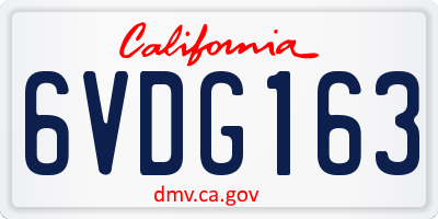 CA license plate 6VDG163