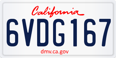 CA license plate 6VDG167