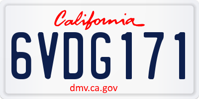 CA license plate 6VDG171