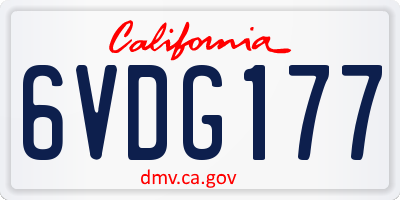 CA license plate 6VDG177