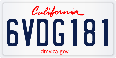 CA license plate 6VDG181