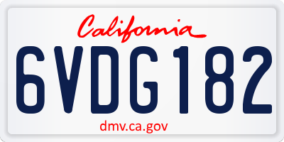 CA license plate 6VDG182