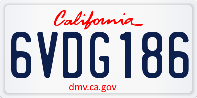 CA license plate 6VDG186