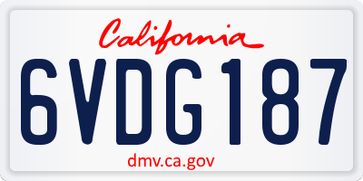 CA license plate 6VDG187