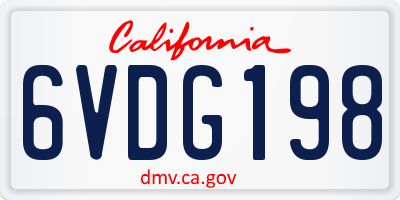 CA license plate 6VDG198