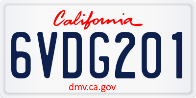 CA license plate 6VDG201