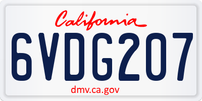 CA license plate 6VDG207