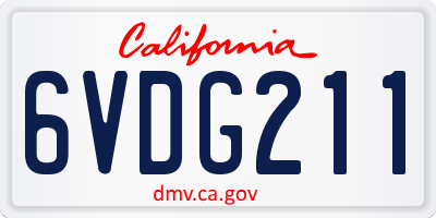 CA license plate 6VDG211
