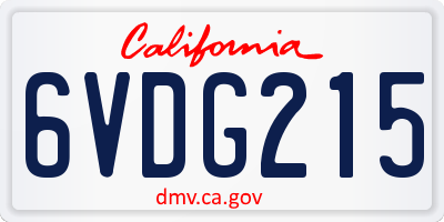 CA license plate 6VDG215