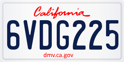 CA license plate 6VDG225