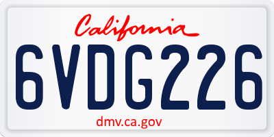 CA license plate 6VDG226