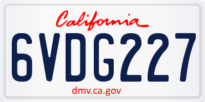 CA license plate 6VDG227