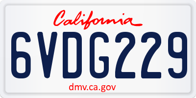 CA license plate 6VDG229