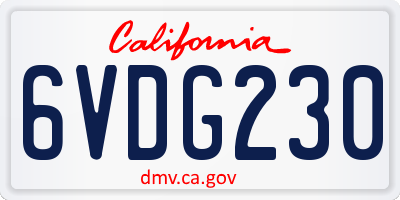 CA license plate 6VDG230
