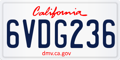CA license plate 6VDG236