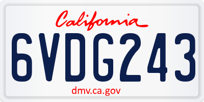 CA license plate 6VDG243