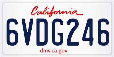 CA license plate 6VDG246