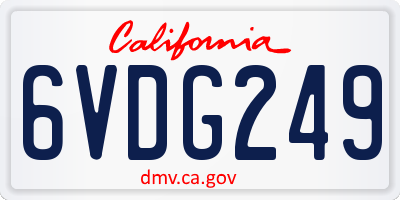 CA license plate 6VDG249
