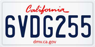 CA license plate 6VDG255