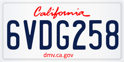 CA license plate 6VDG258