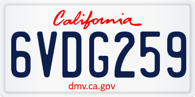 CA license plate 6VDG259