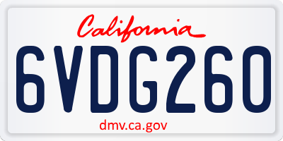 CA license plate 6VDG260