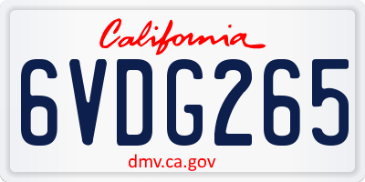 CA license plate 6VDG265