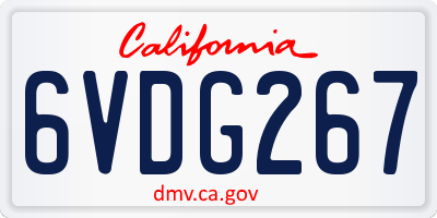 CA license plate 6VDG267