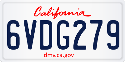 CA license plate 6VDG279