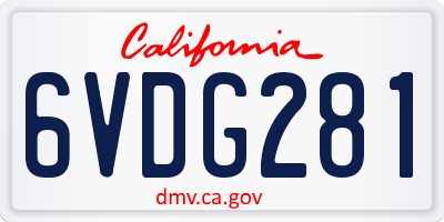 CA license plate 6VDG281