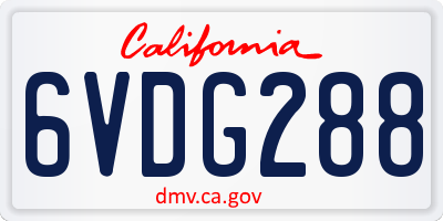 CA license plate 6VDG288