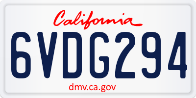CA license plate 6VDG294