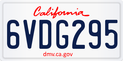 CA license plate 6VDG295