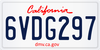 CA license plate 6VDG297