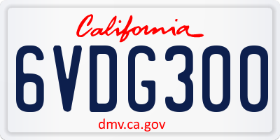 CA license plate 6VDG300