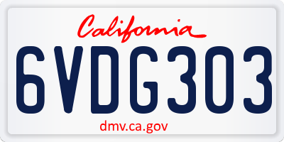 CA license plate 6VDG303