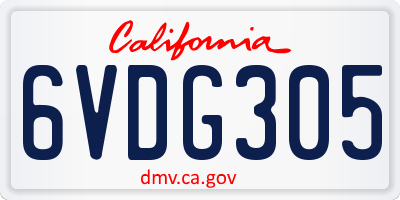 CA license plate 6VDG305
