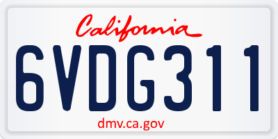 CA license plate 6VDG311