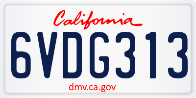 CA license plate 6VDG313