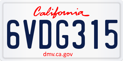 CA license plate 6VDG315