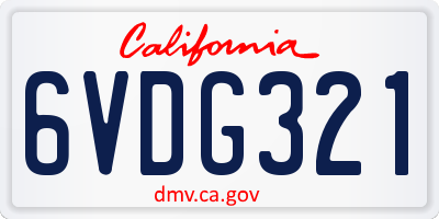 CA license plate 6VDG321